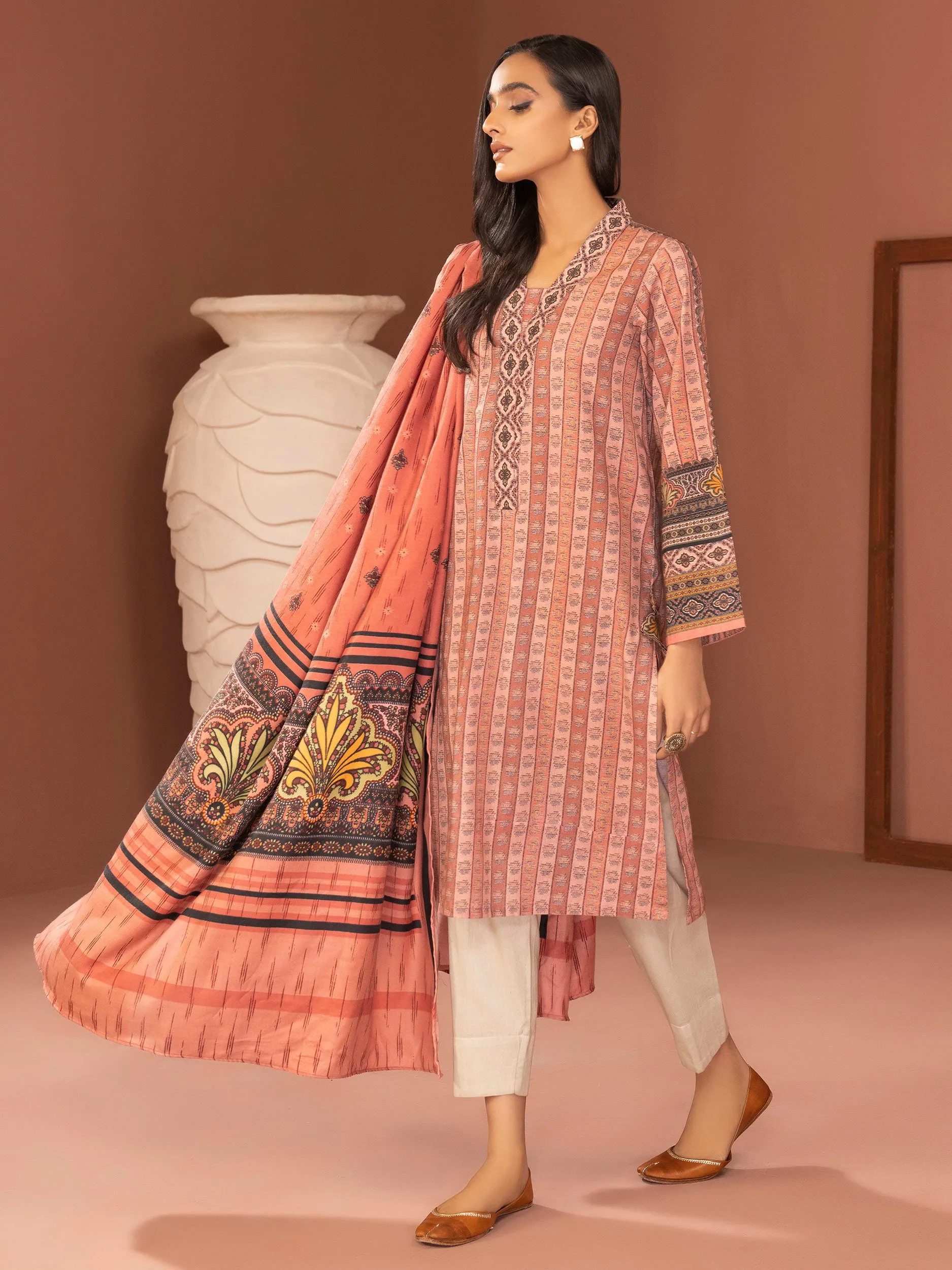 2 Piece Khaddar Suit-Printed (Unstitched)