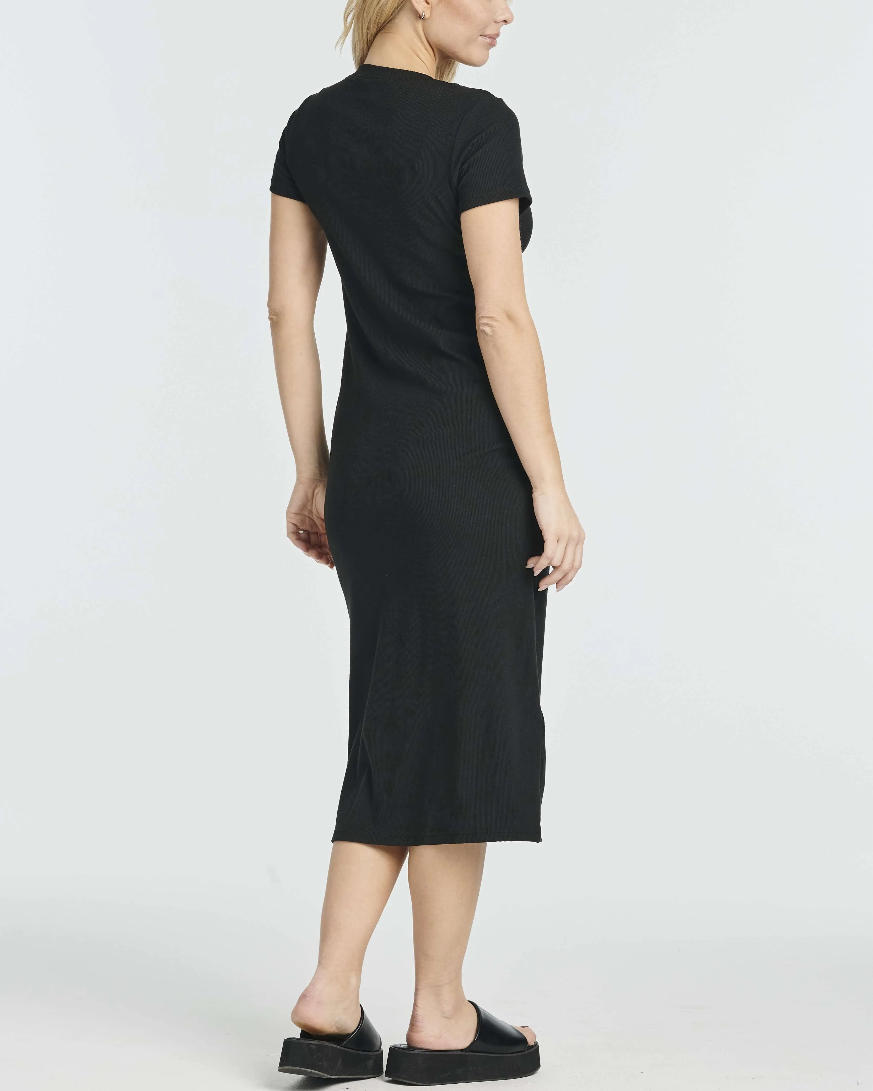 3 Pack: Women's Ribbed Jersey Crew Neck Midi Dress