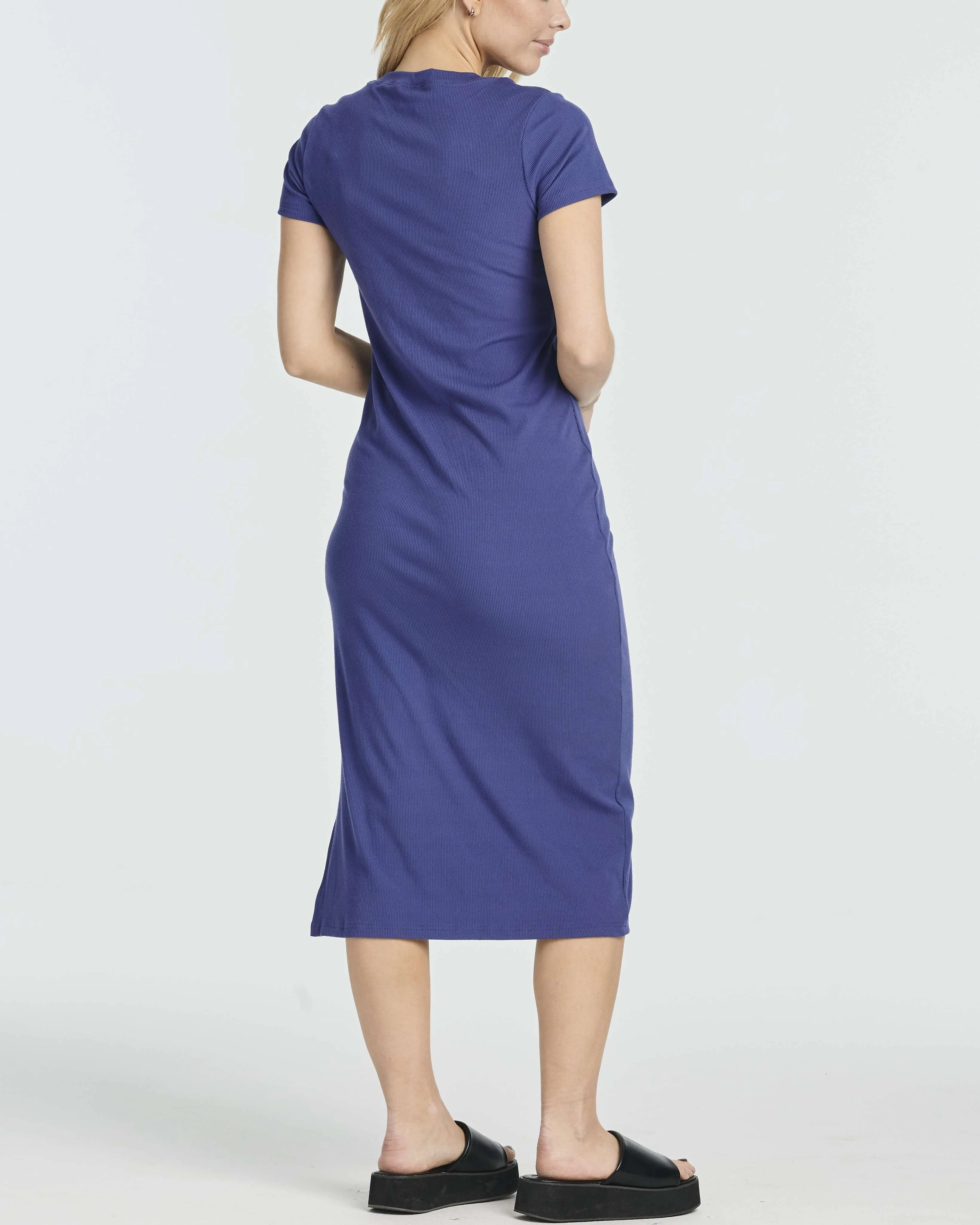 3 Pack: Women's Ribbed Jersey Crew Neck Midi Dress