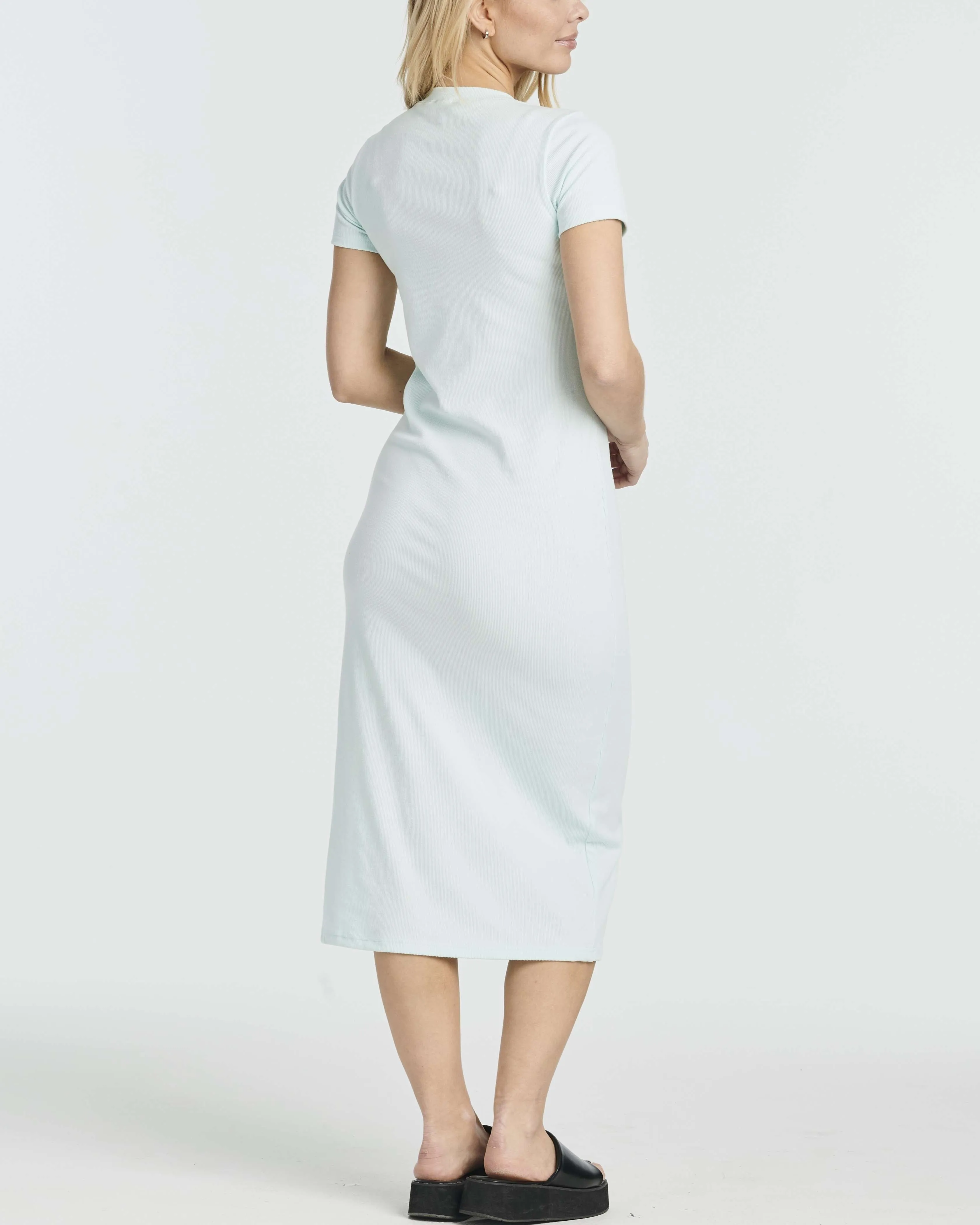 3 Pack: Women's Ribbed Jersey Crew Neck Midi Dress