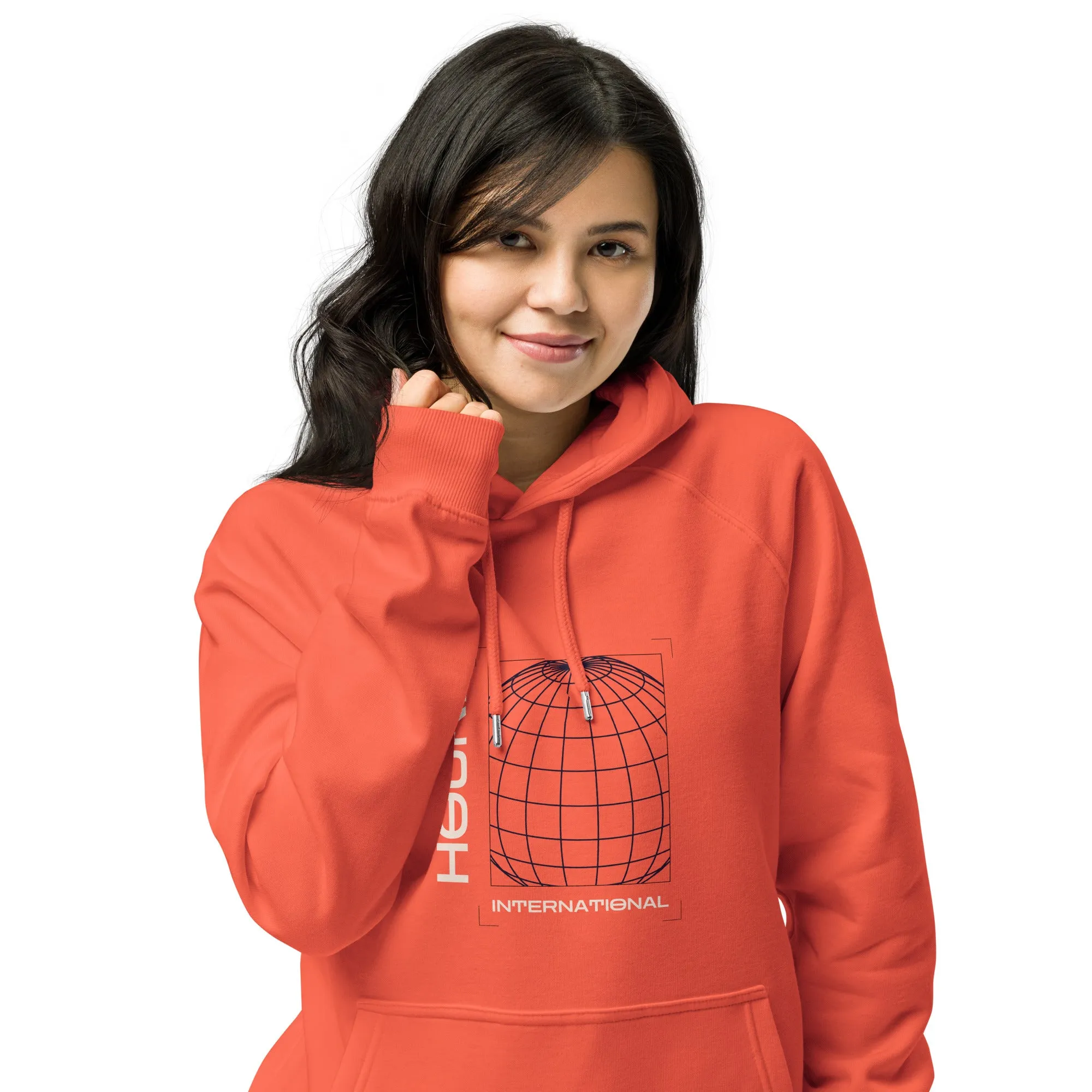 Abstract Globe Graphic Women Eco Raglan Hoodie