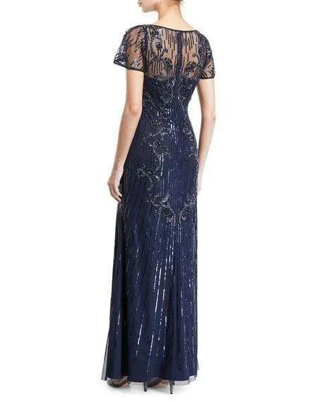 Aidan Mattox Long Formal Flutter Sleeve Beaded Gown