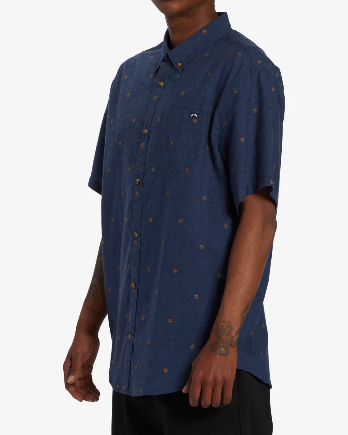 All Day Jacquard Short Sleeve Shirt - Navy