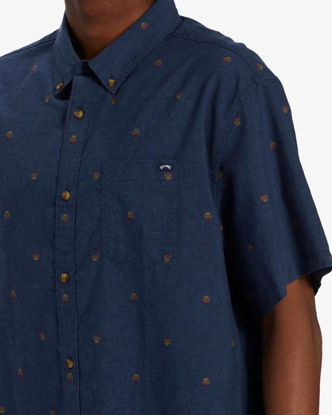 All Day Jacquard Short Sleeve Shirt - Navy