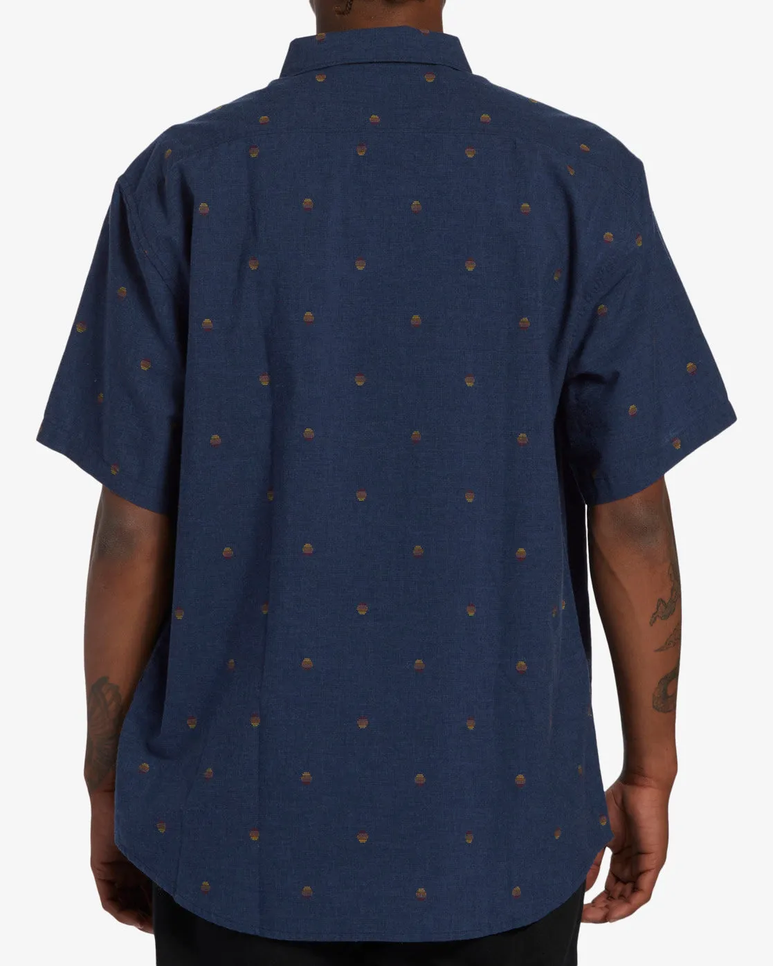 All Day Jacquard Short Sleeve Shirt - Navy