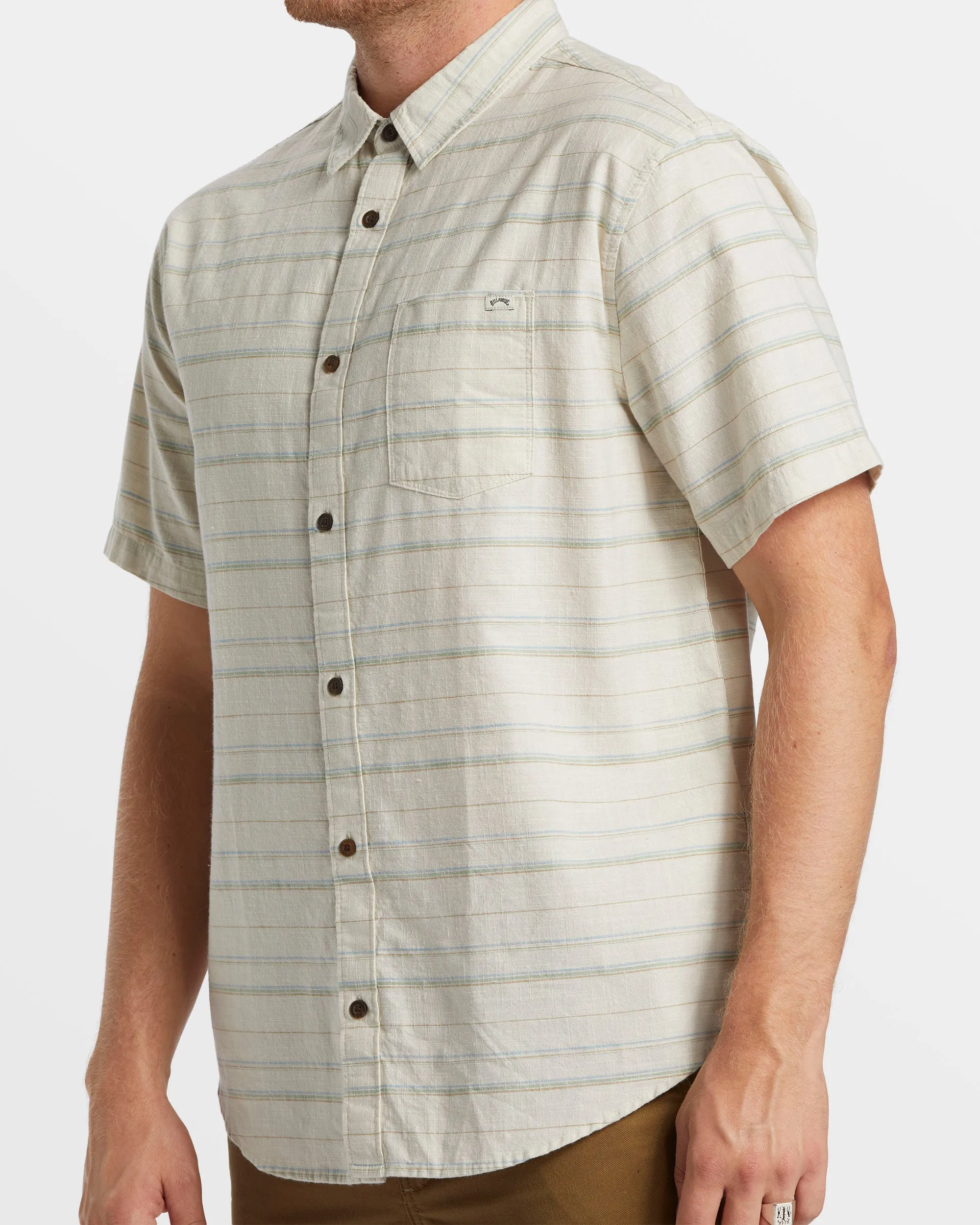 All Day Stripe Short Sleeve Shirt - Sage