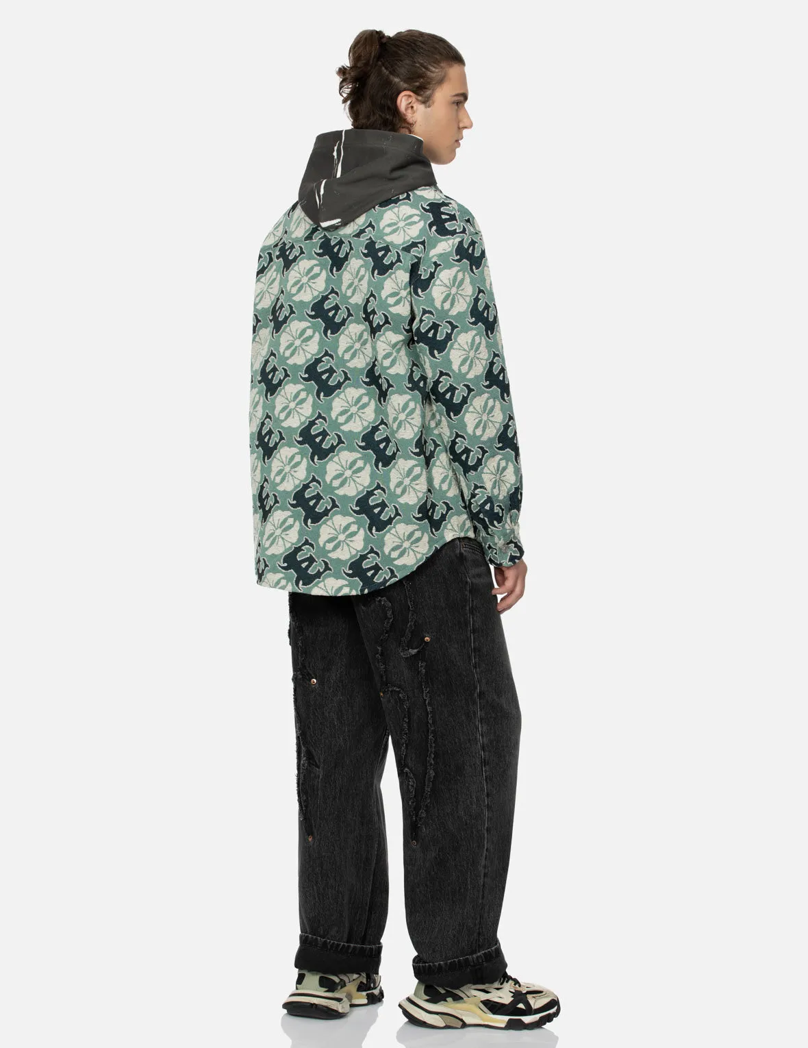 Allover Kamon and Logo Jacquard Regular Fit Tapestry Jacket