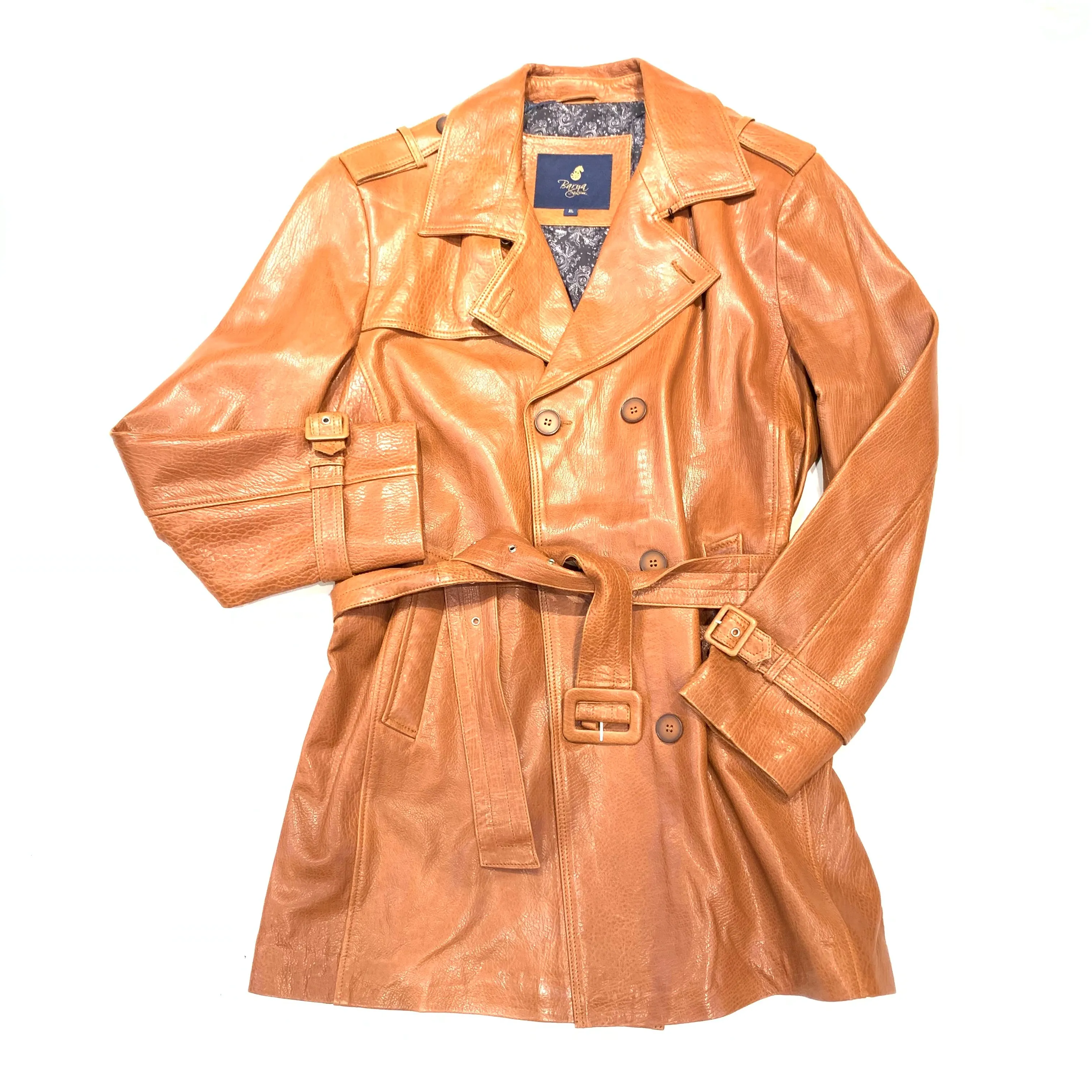 Barya NewYork Cognac Lambskin Trench Jacket