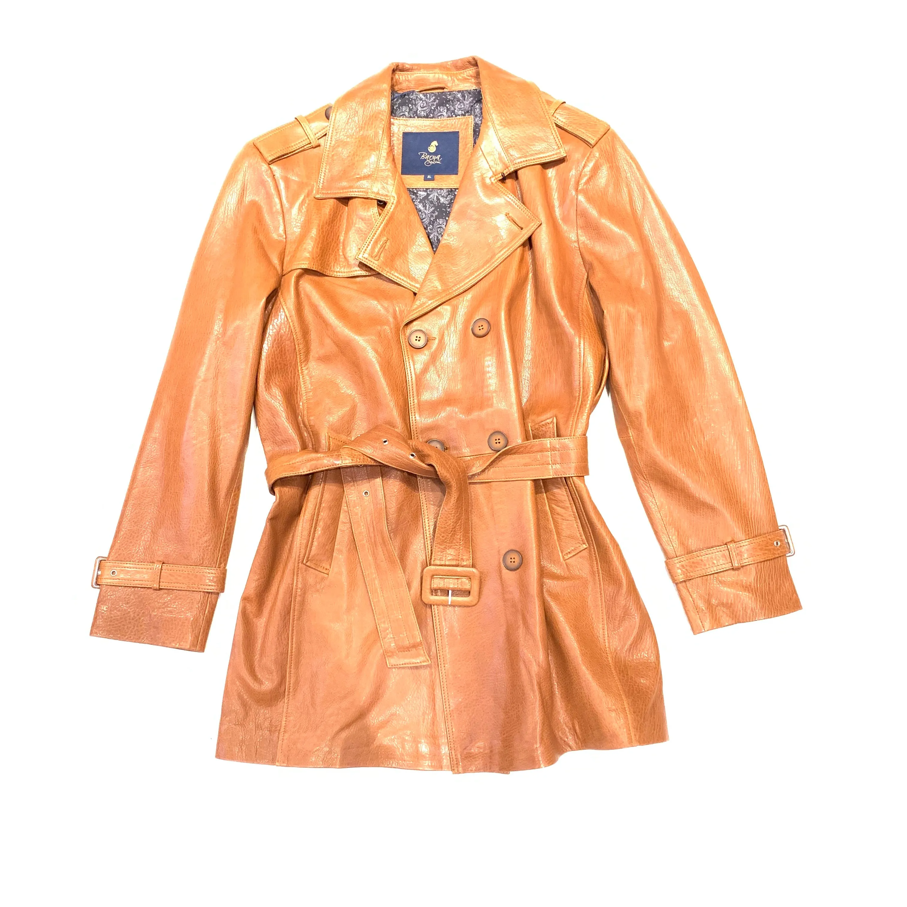 Barya NewYork Cognac Lambskin Trench Jacket