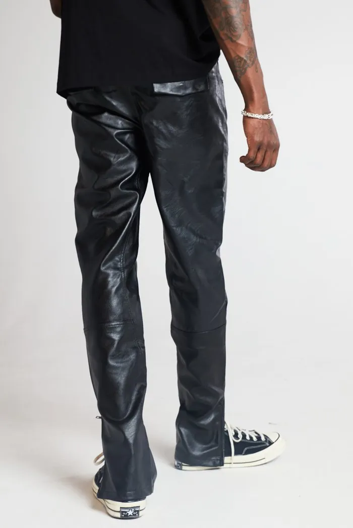 Black Biker Vegan Leather Trousers