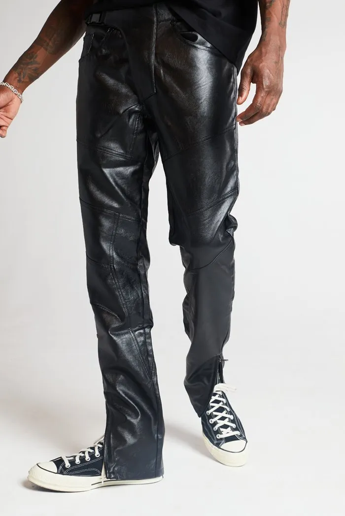 Black Biker Vegan Leather Trousers