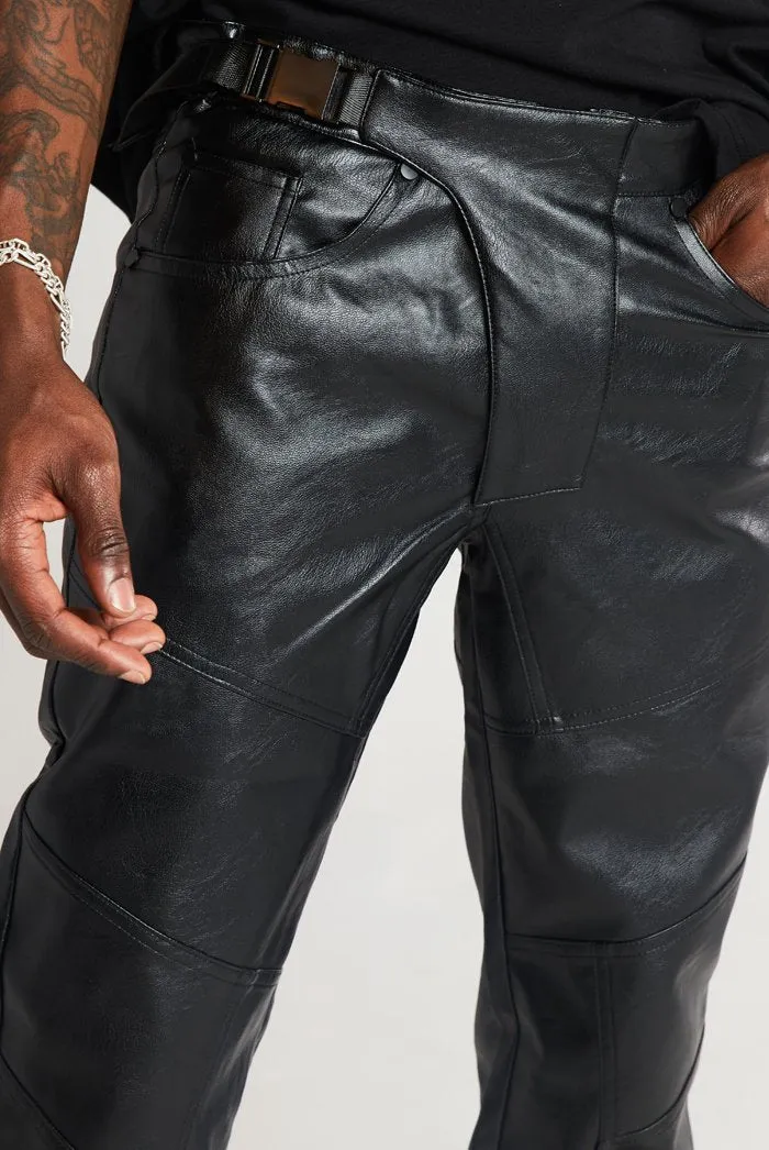 Black Biker Vegan Leather Trousers