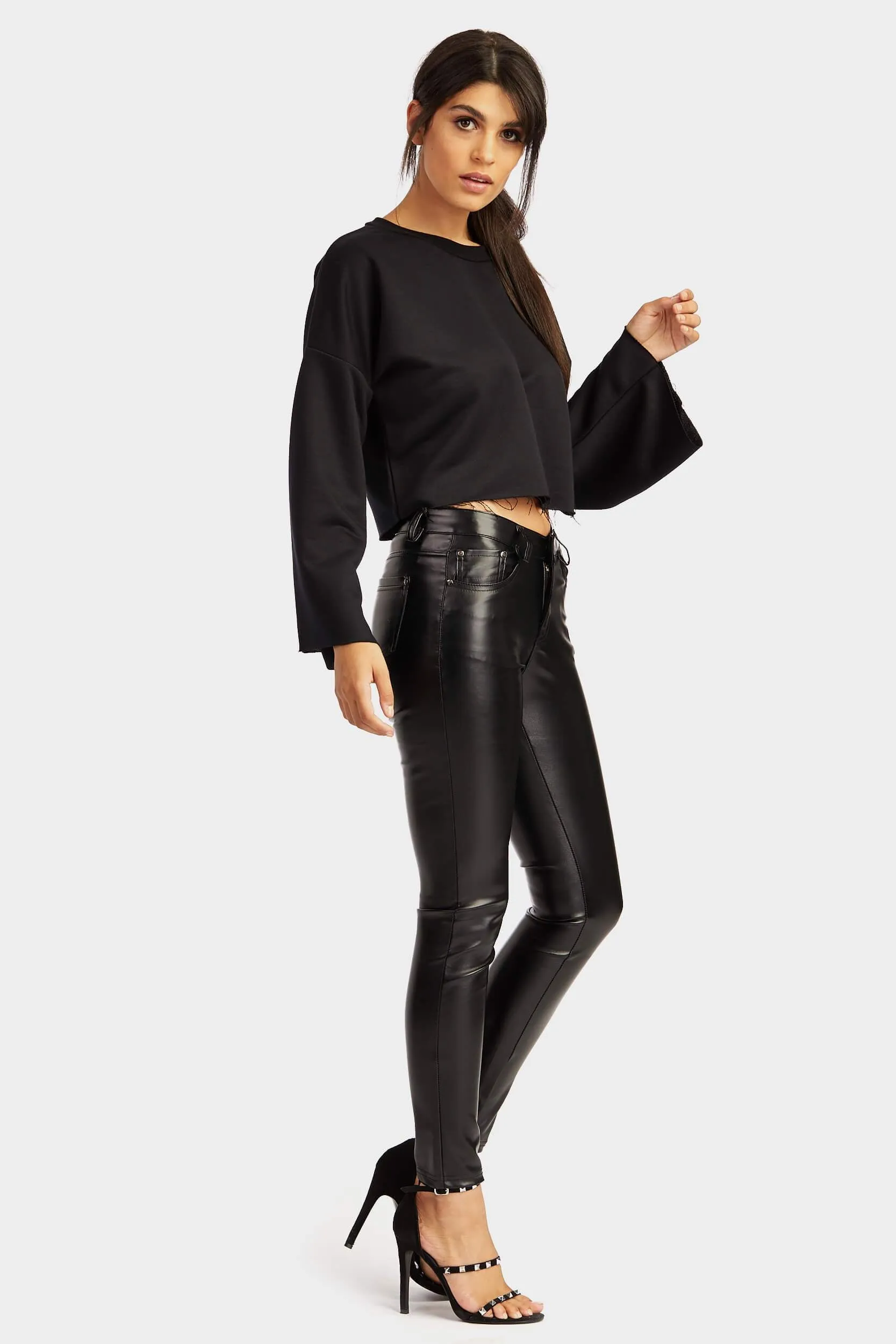 Black Pu Skinny Trousers