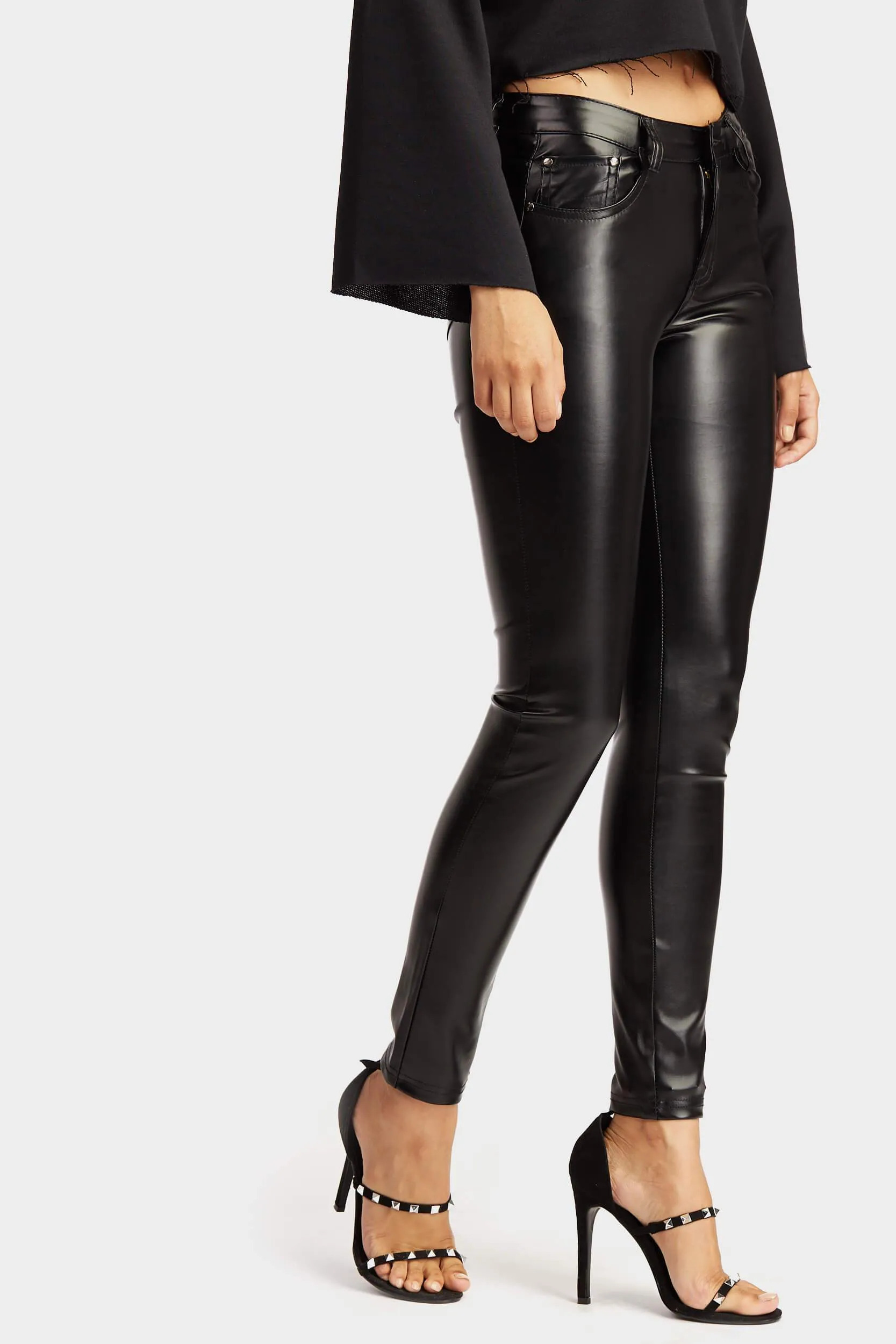 Black Pu Skinny Trousers