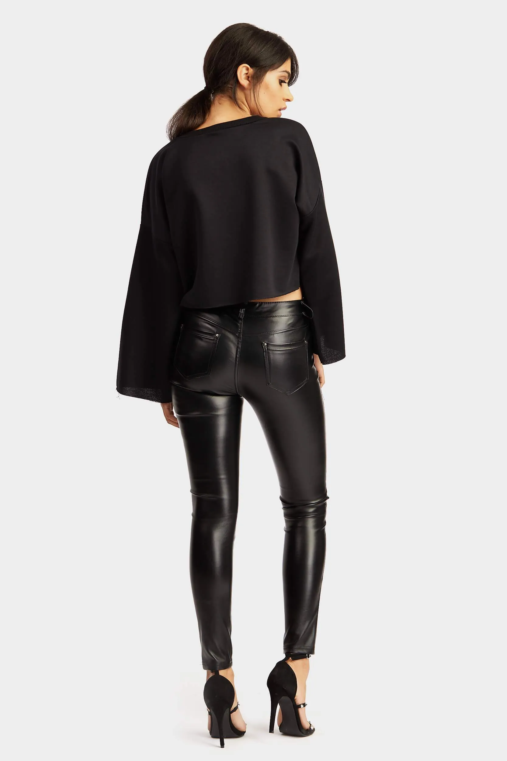 Black Pu Skinny Trousers