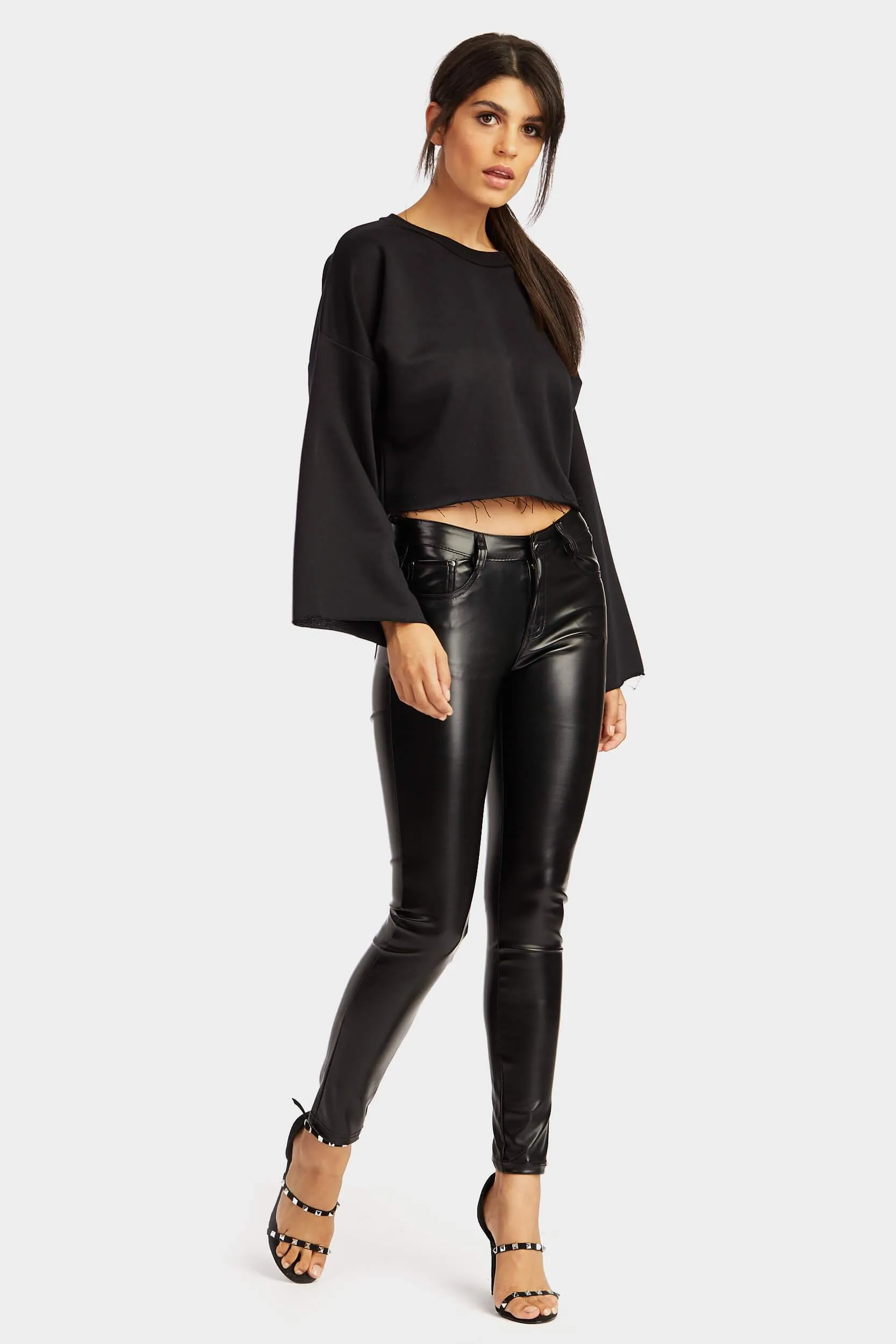 Black Pu Skinny Trousers