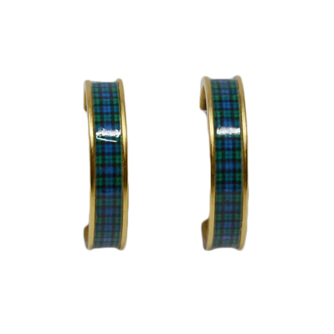 Black Watch Plaid Hoop Earrings