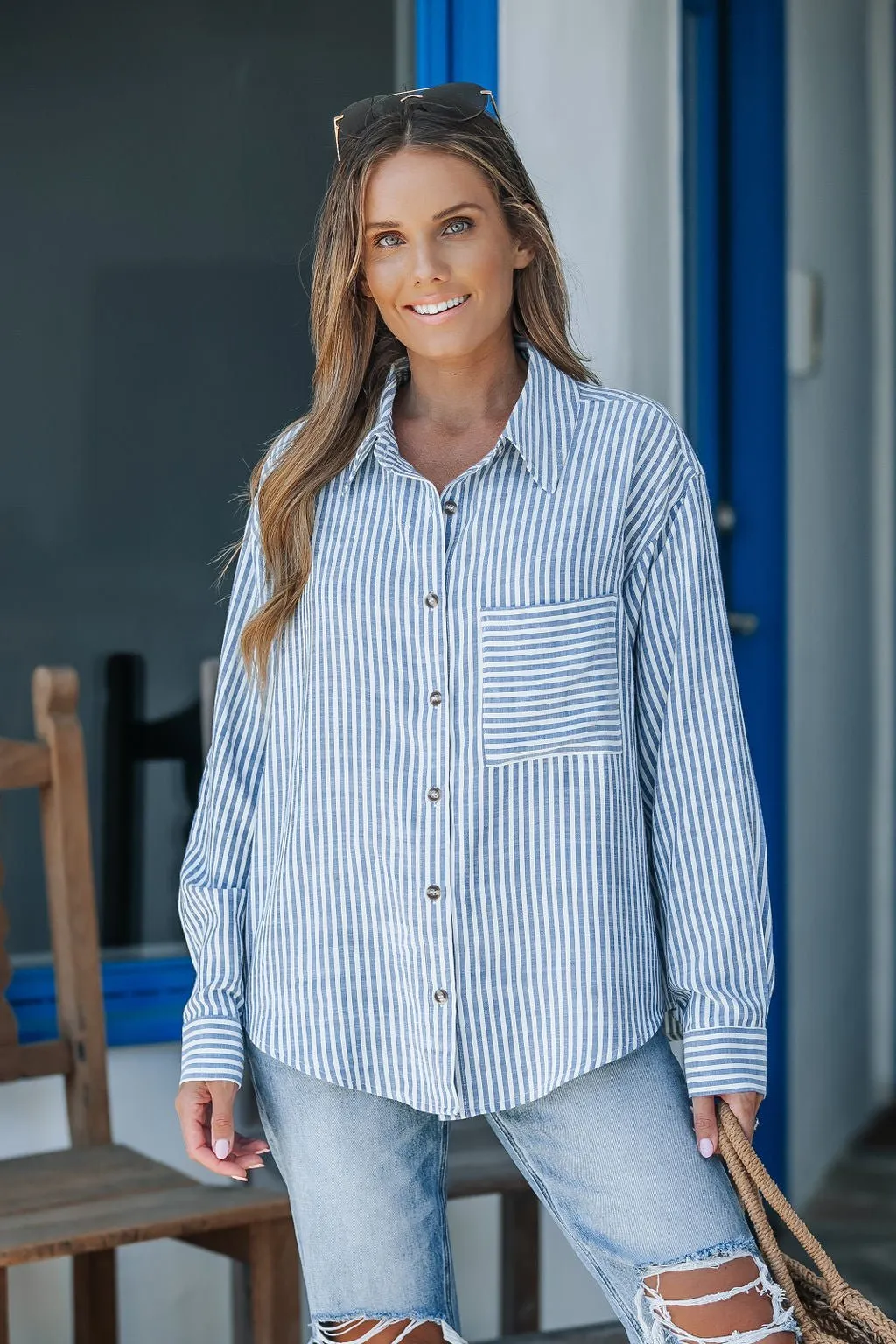 Blue Stripe Button Down Shirt