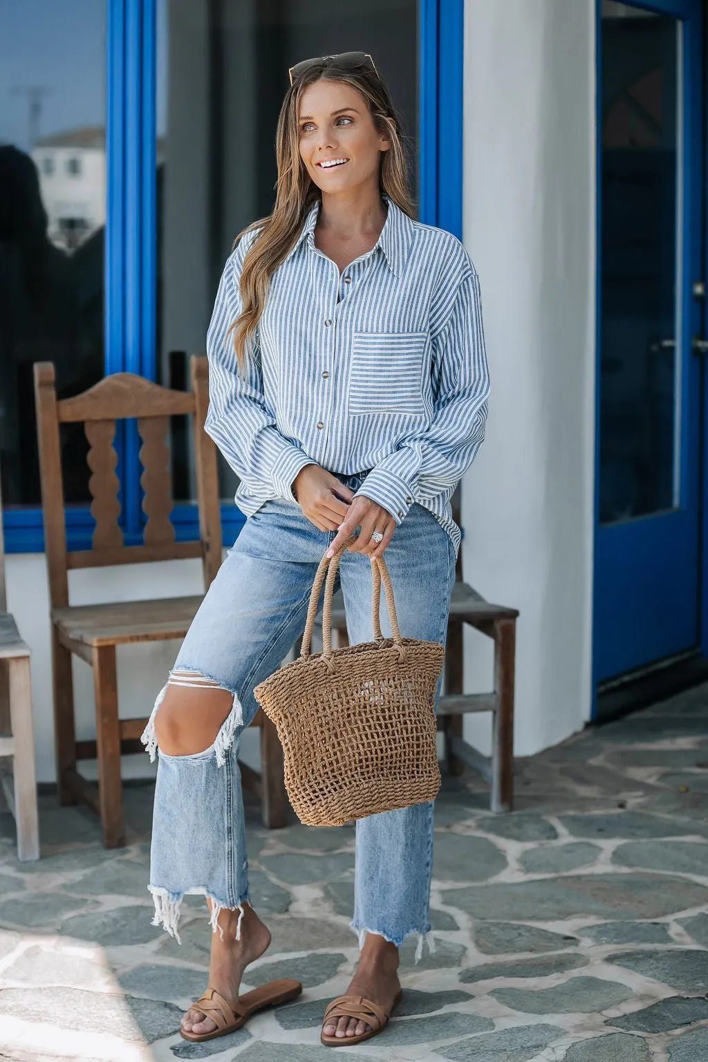 Blue Stripe Button Down Shirt