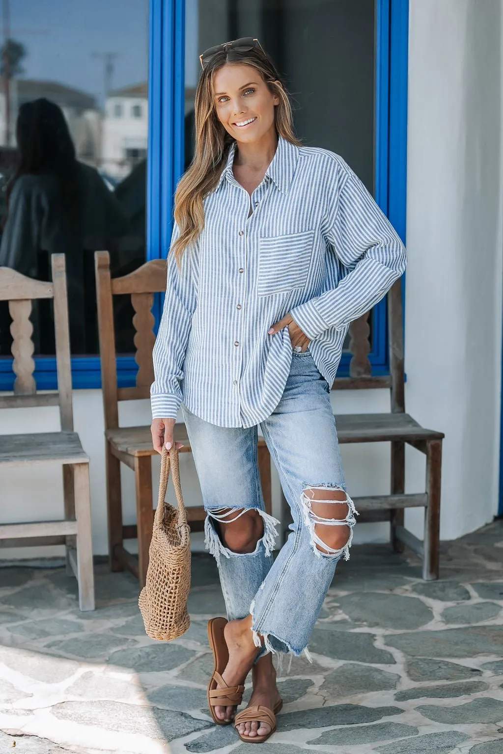 Blue Stripe Button Down Shirt