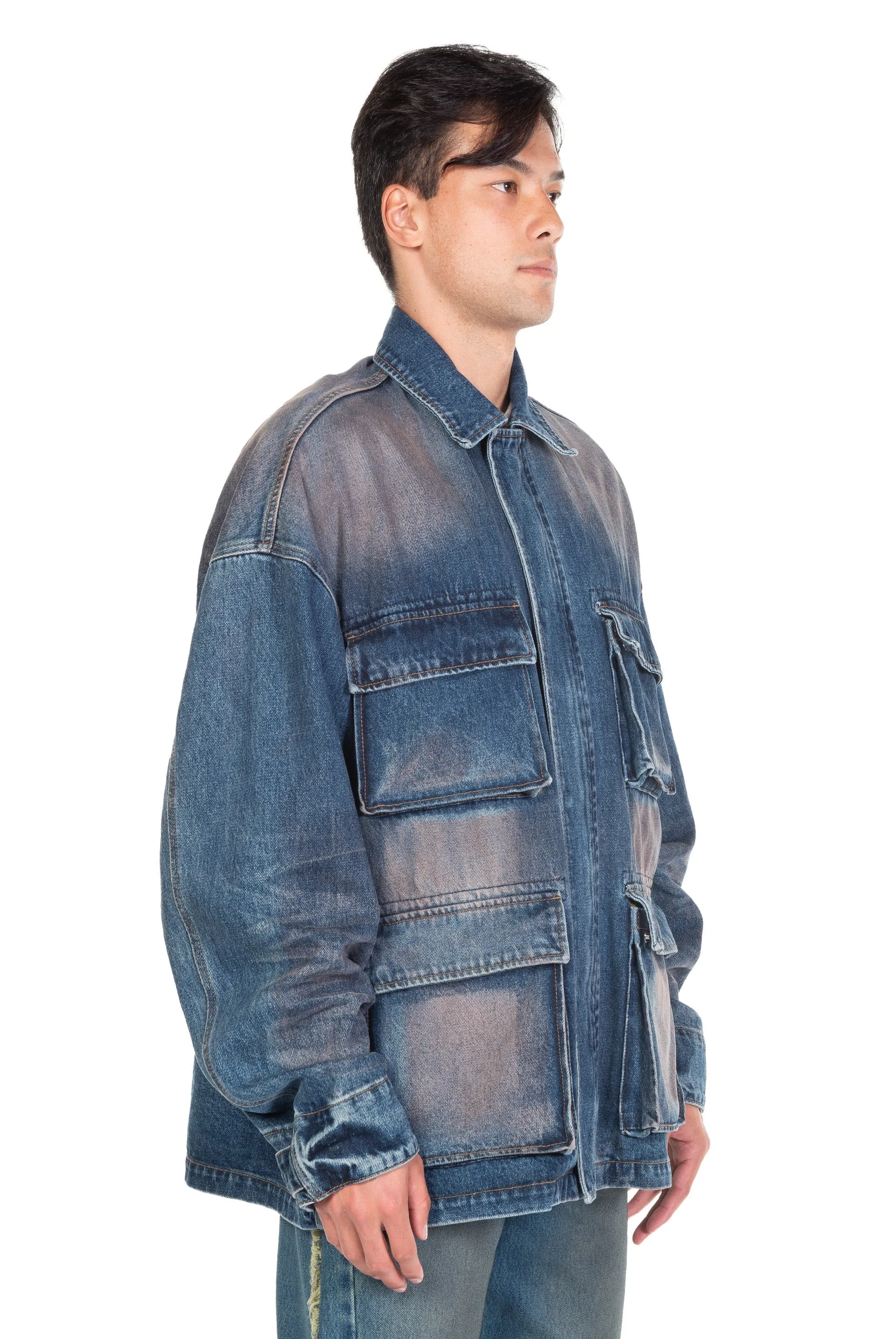 Blue Washed Multi-Pocket Jacket