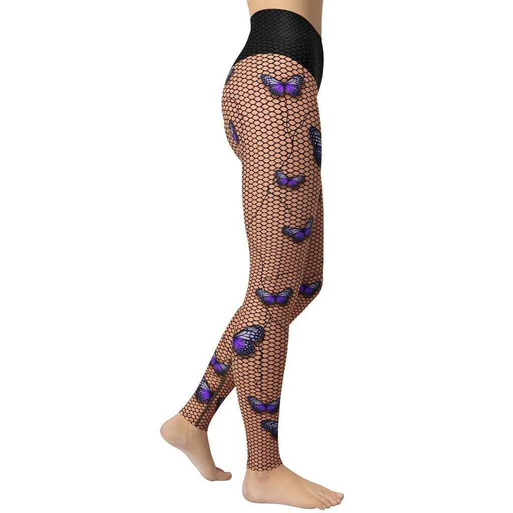 Bold Butterfly Mesh Yoga Leggings