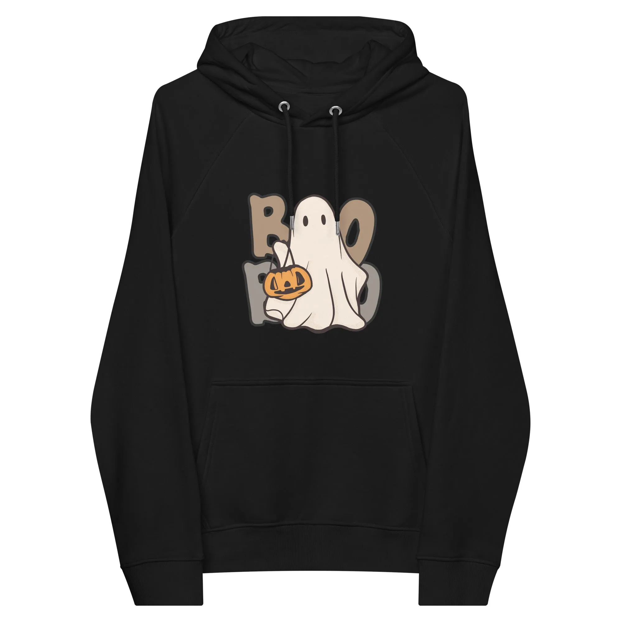 Boo Halloween Graphic Women Eco Raglan Hoodie