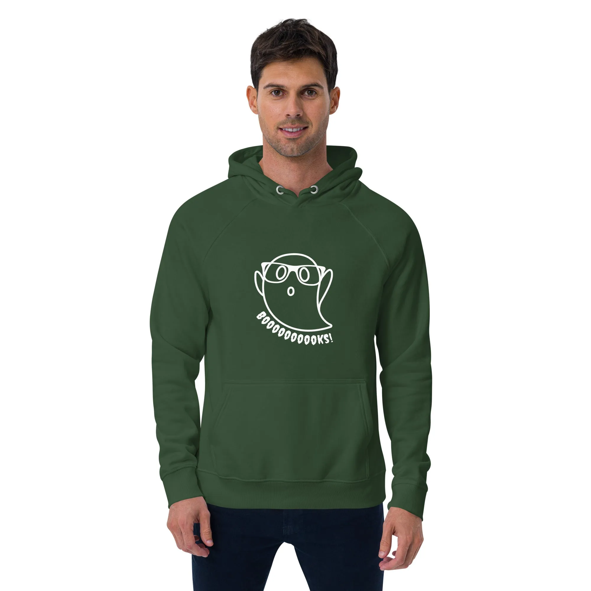 Booooks Halloween Graphic Men Eco Raglan Hoodie