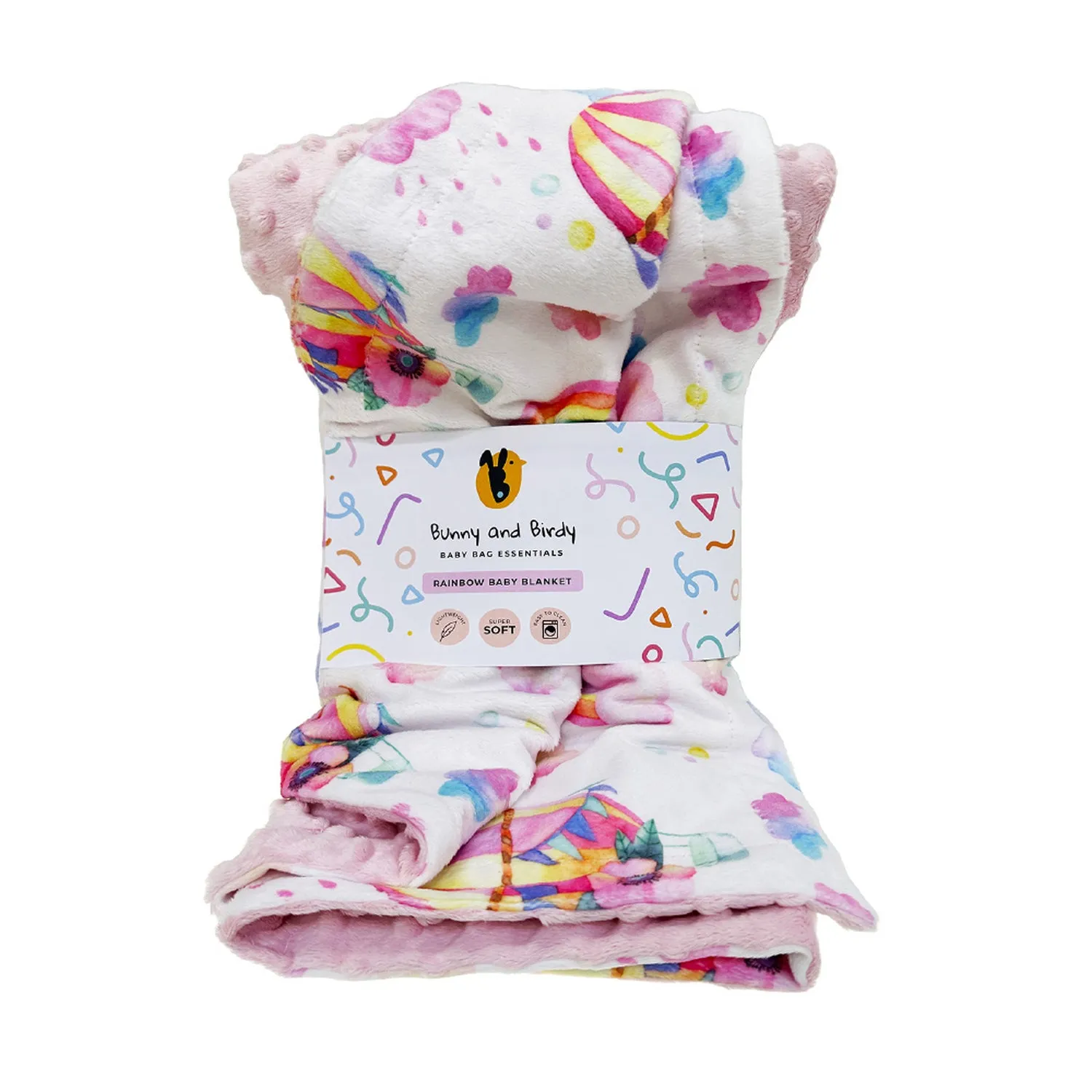 Bunny And Birdy Hot Air Balloon Blanket 100CM X 70CM