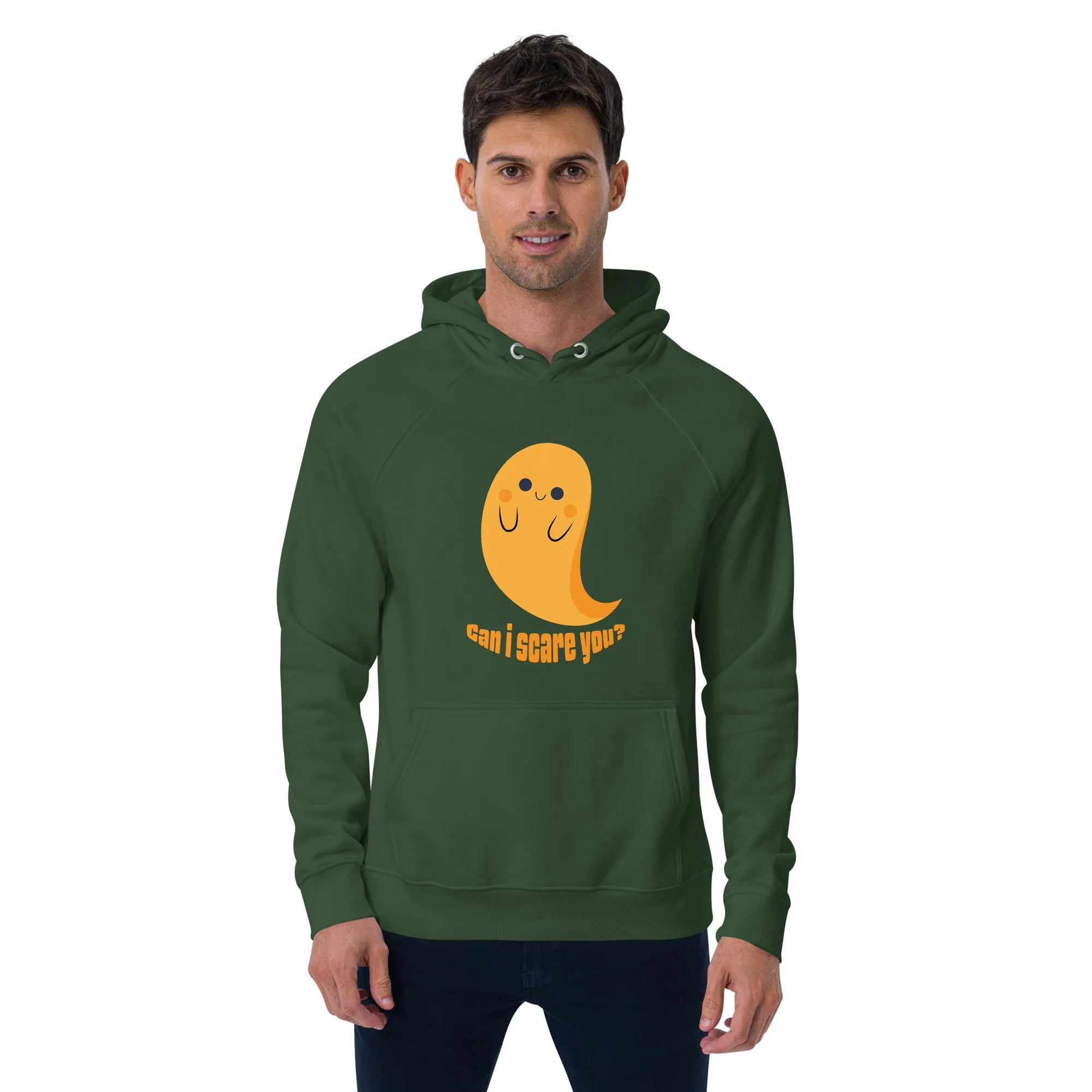 Can I Scare You Halloween Graphic Men Eco Raglan Hoodie