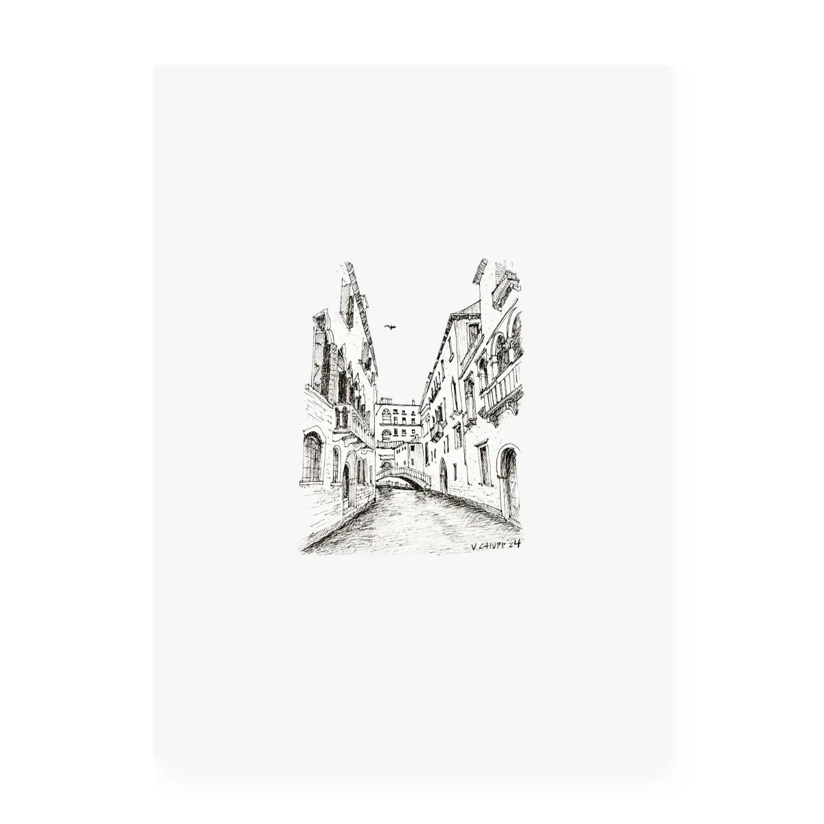 Canal in Venice - Original Illustration