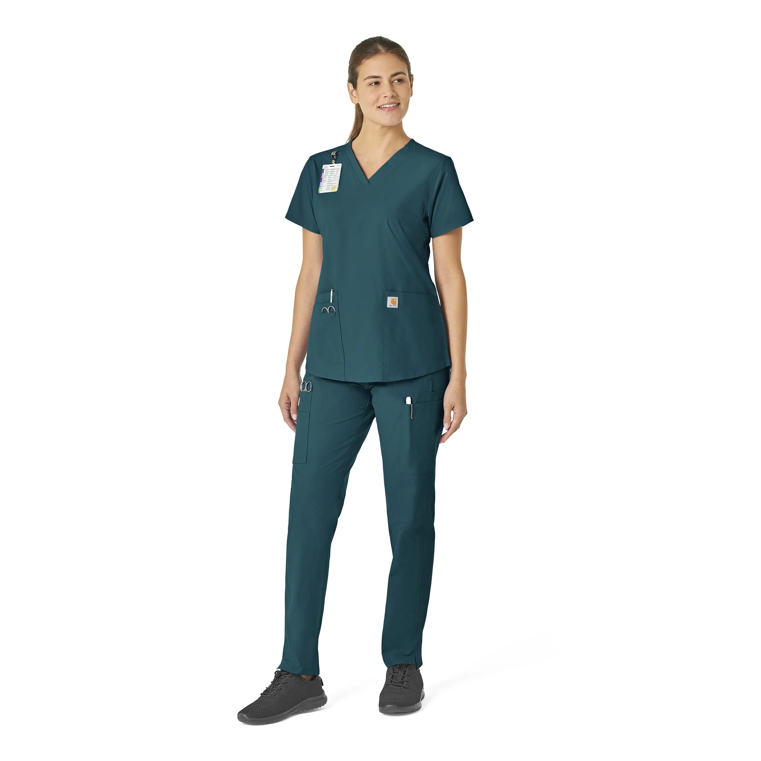 Carhartt Force Essentials Women's V-Neck Scrub Top - Caribbean Blue