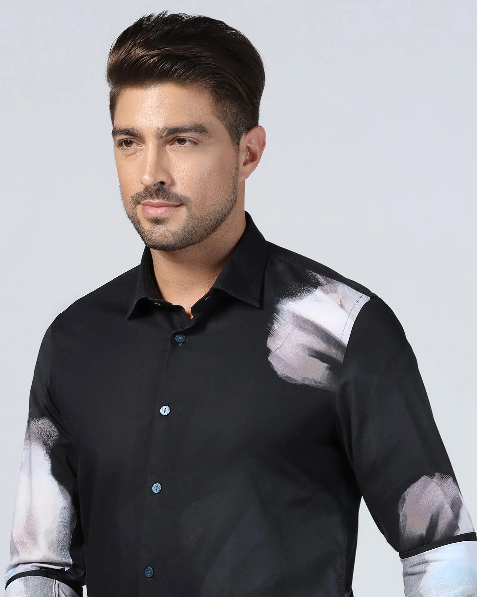 Casual Black Printed Shirt - Santo