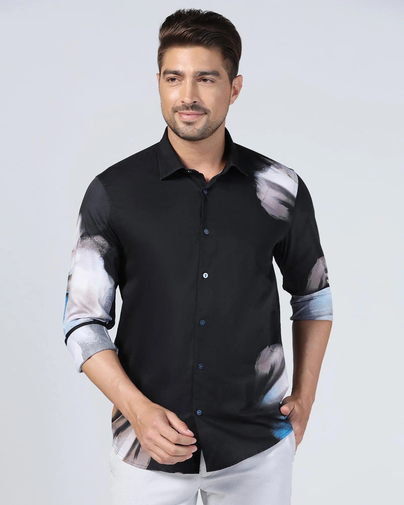 Casual Black Printed Shirt - Santo