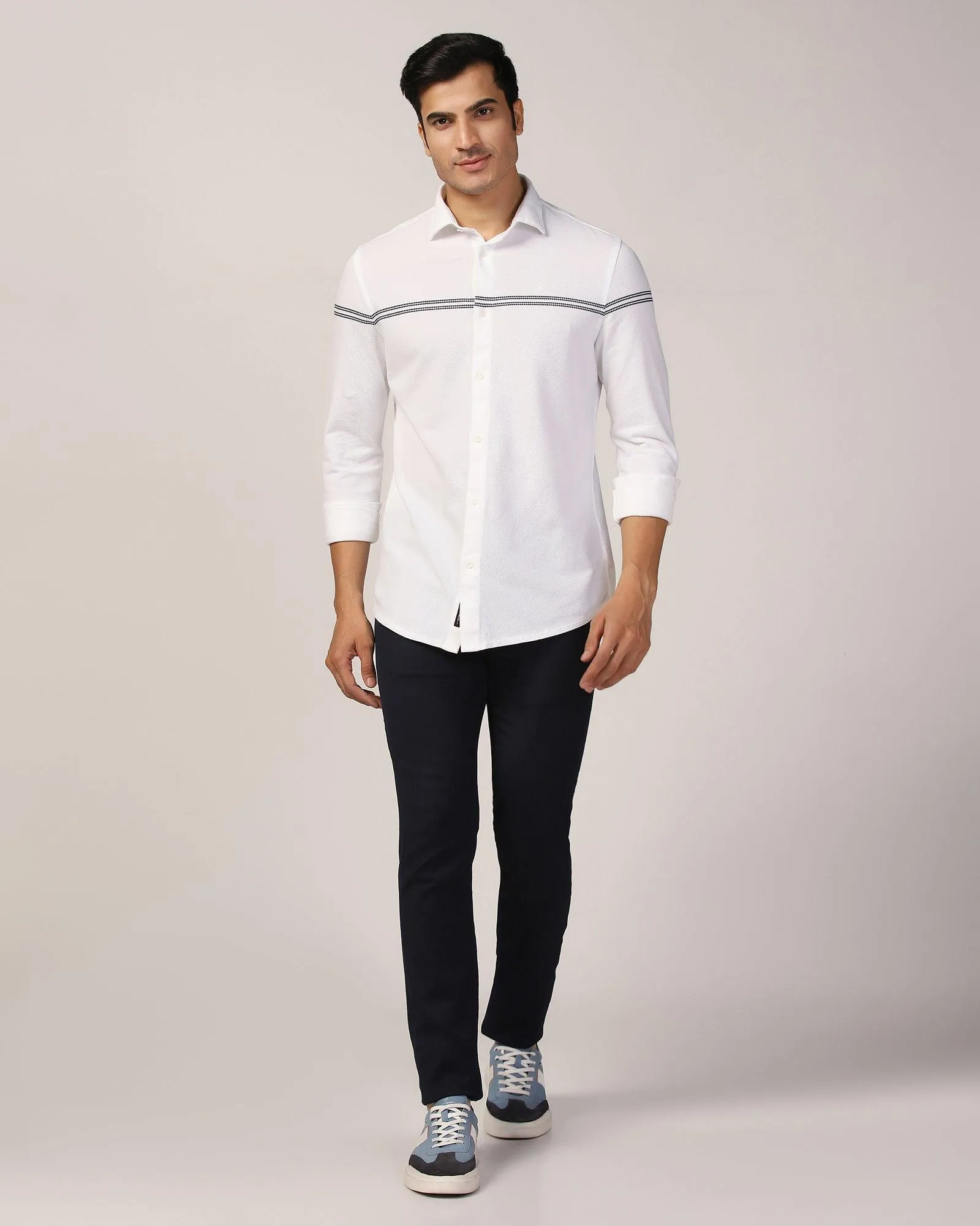 Casual Off White Textured Shirt - Liv