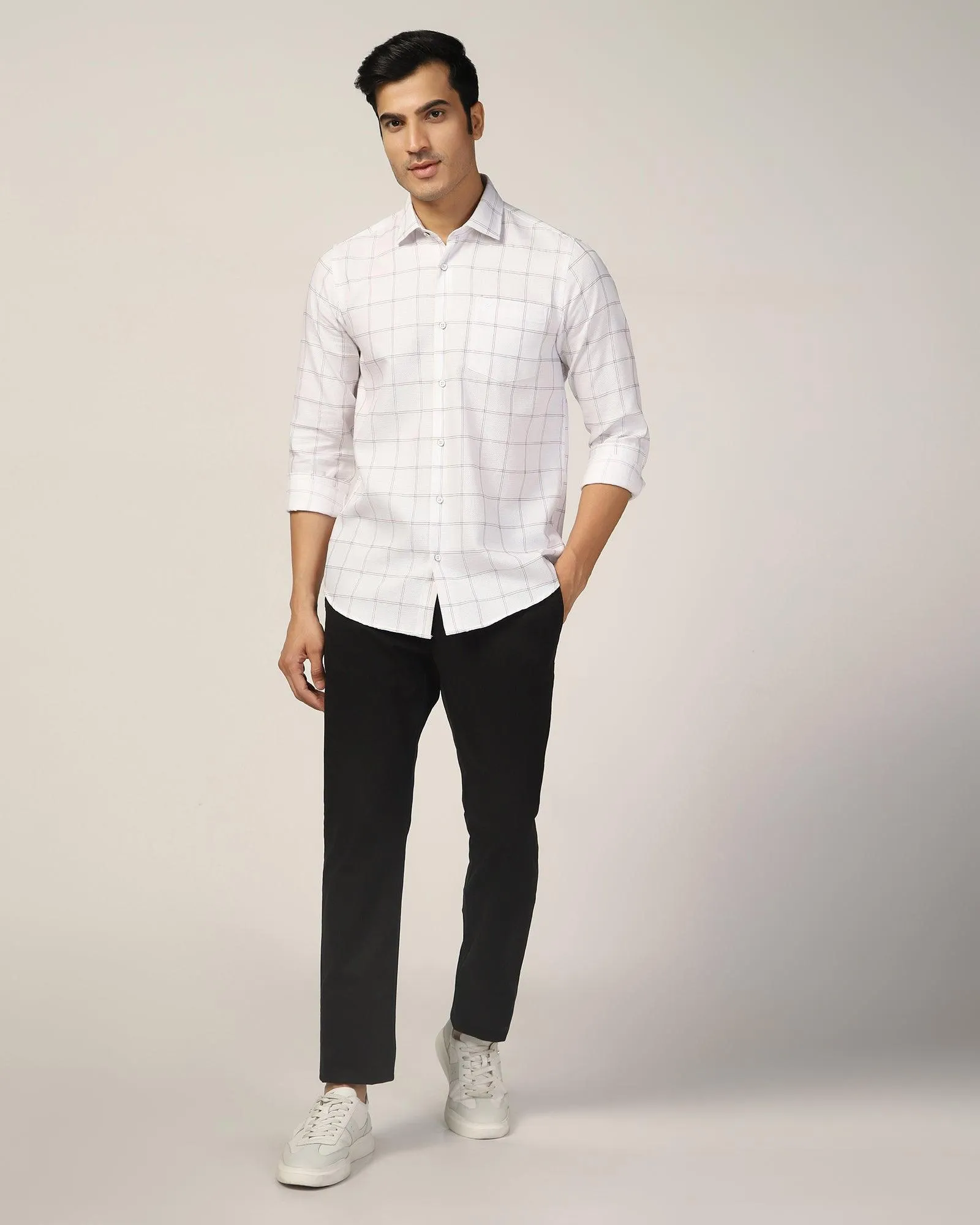 Casual White Check Shirt - Wilson