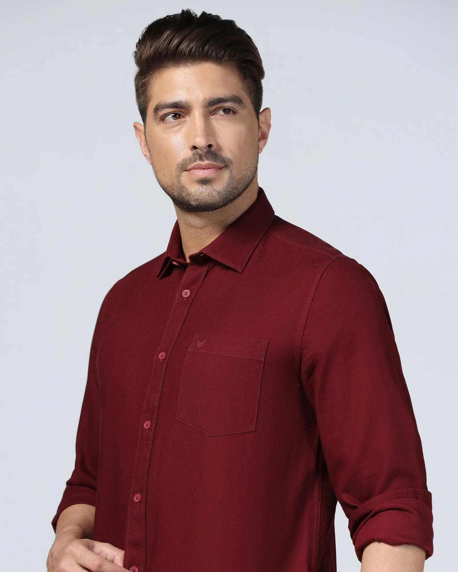 Casual Wine Textured Shirt - Caty