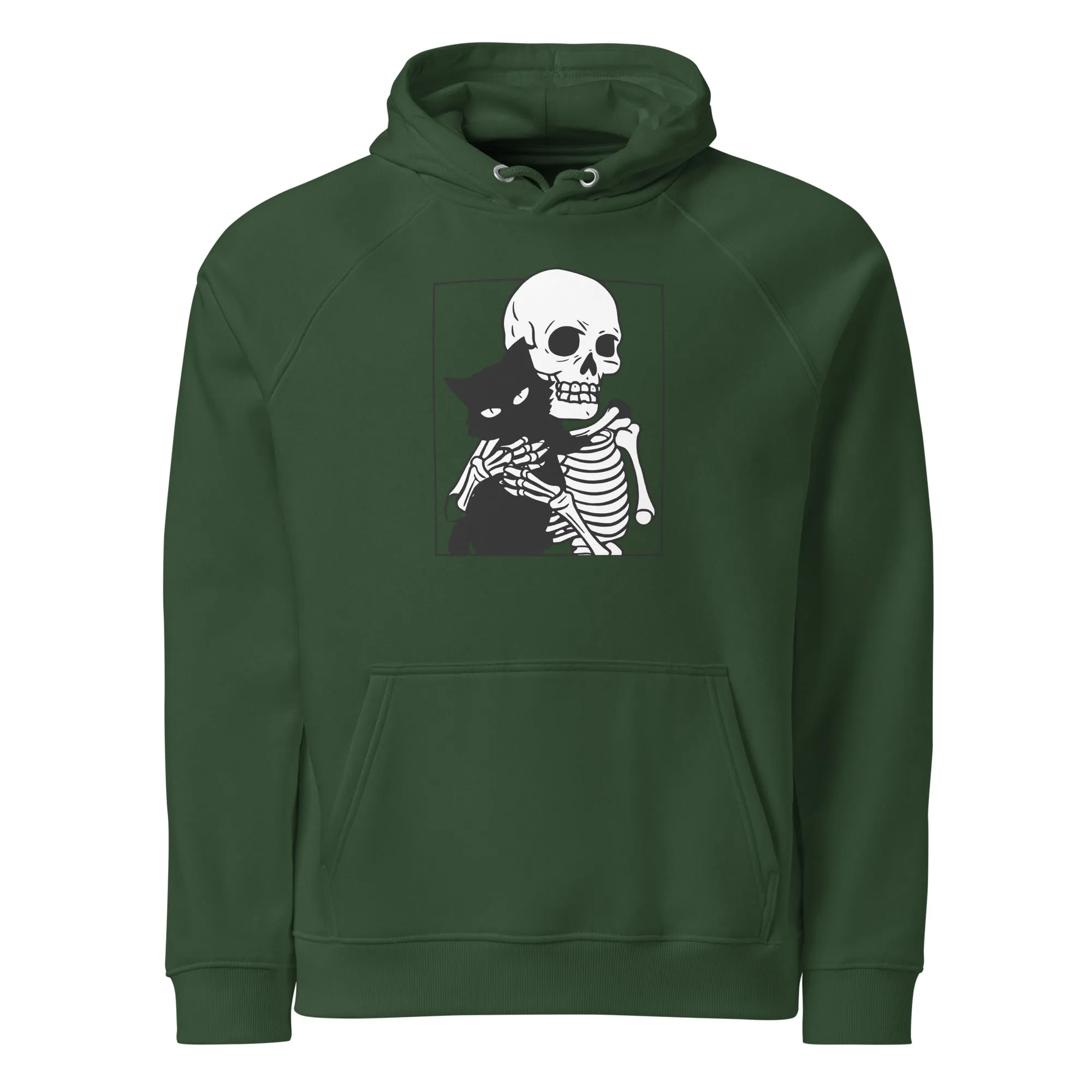 Cat and Skeleton Halloween Graphic Men Eco Raglan Hoodie