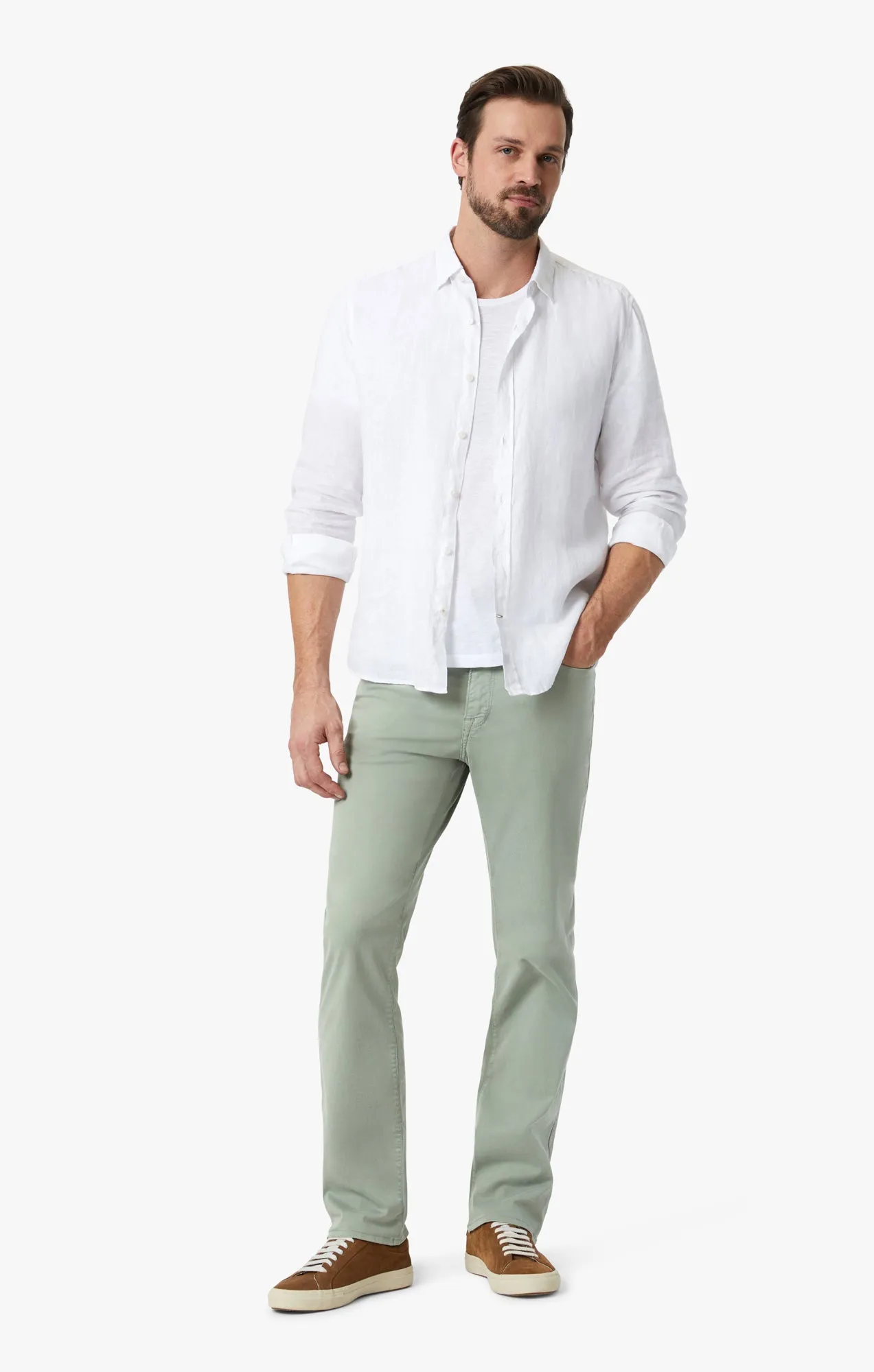 Charisma Relaxed Straight Leg Pants In Iceberg Green Twill