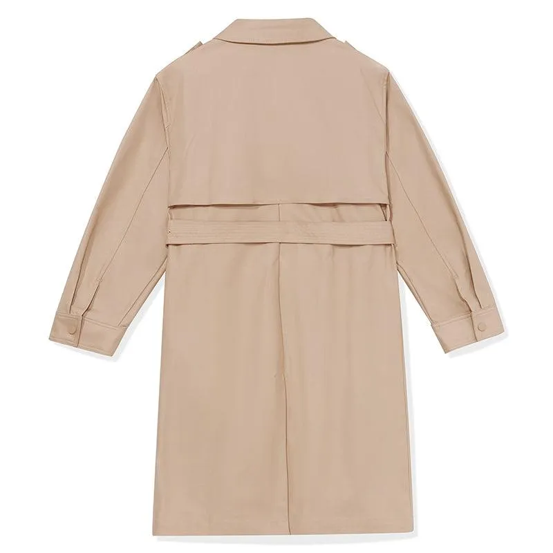 Classic Khaki Lether Trench Coat