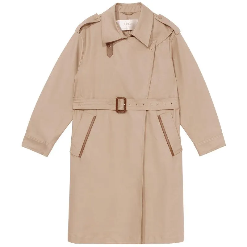 Classic Khaki Lether Trench Coat