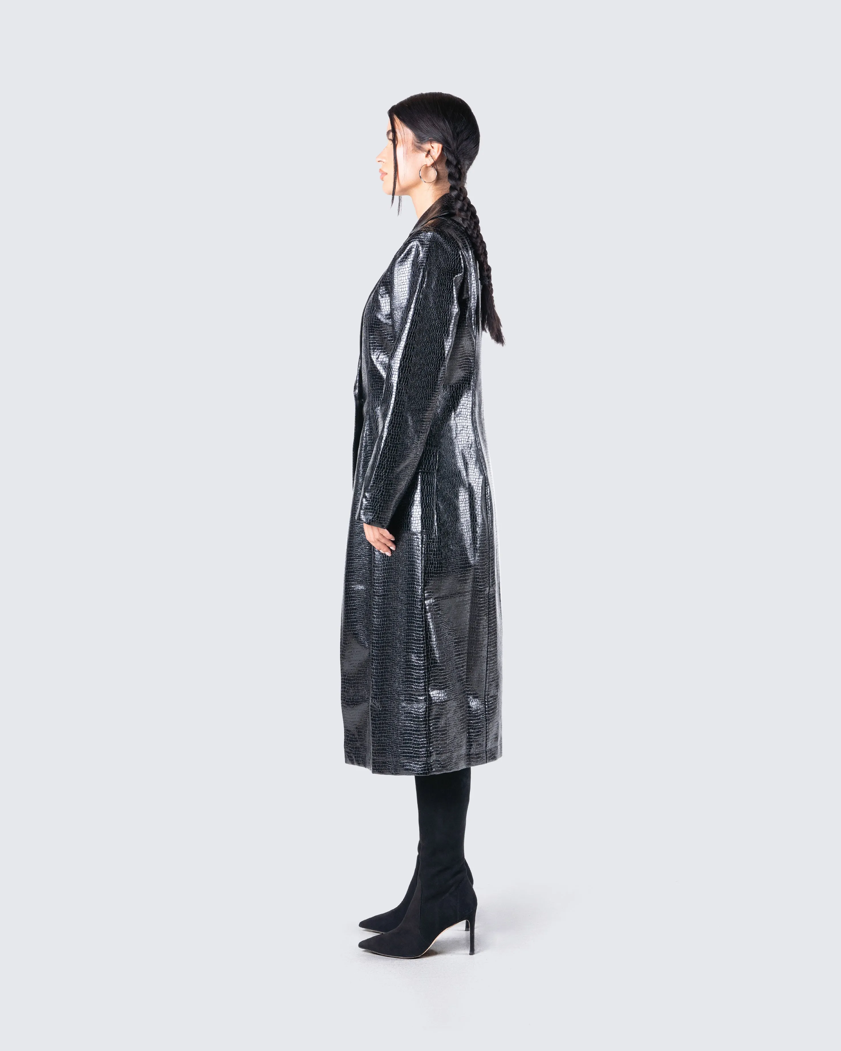 Claudia Vegan Croc Leather Coat