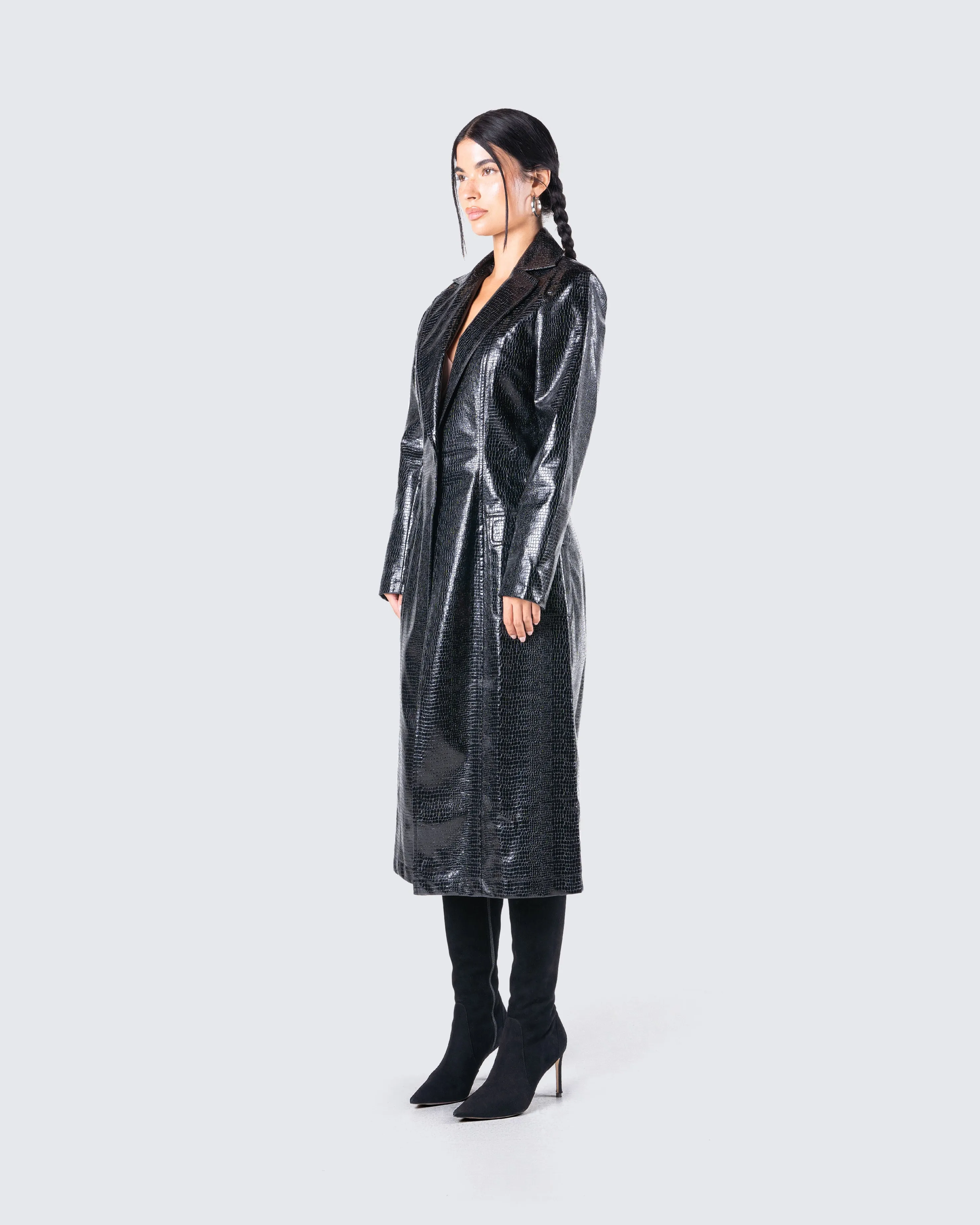 Claudia Vegan Croc Leather Coat