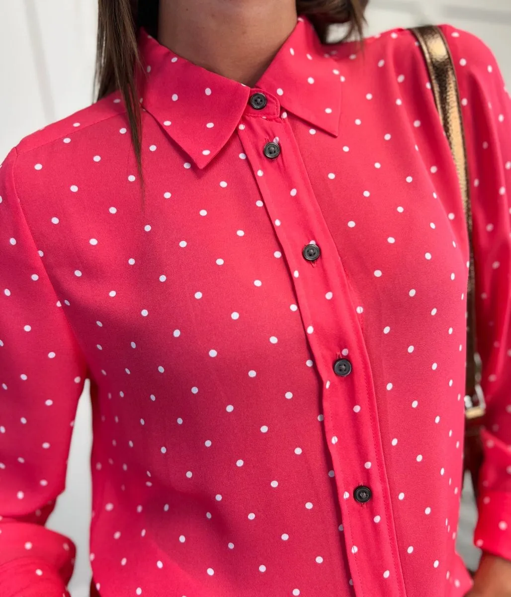 Coral Pink Polka Dot Shirt