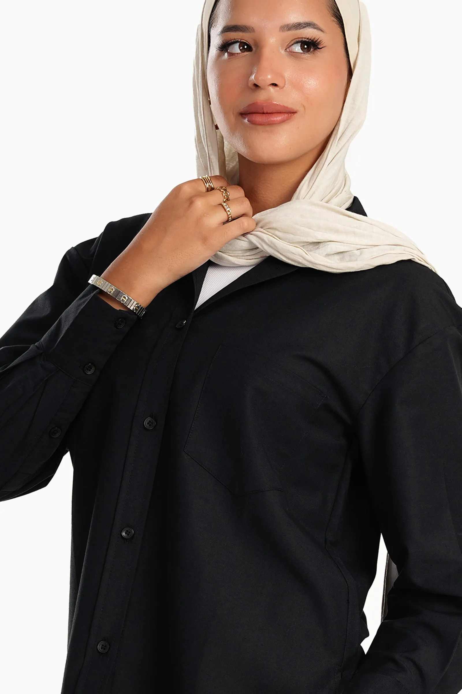 Cotton Blend Collared Shirt