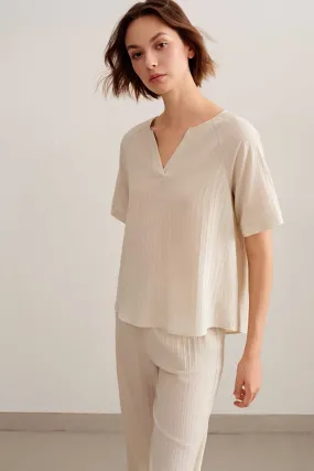 Cotton Jacquard Pajama Top