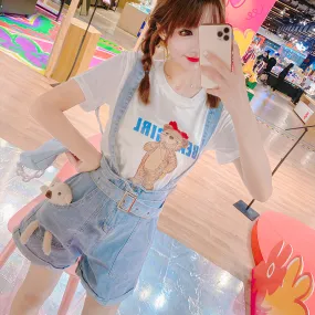 Cute bear strap jeans PL51645