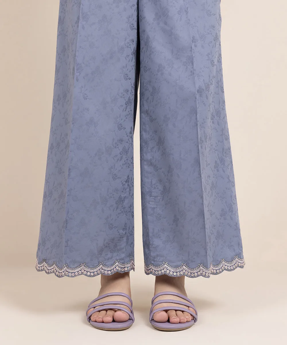 Embroidered Jacquard Flared Pants