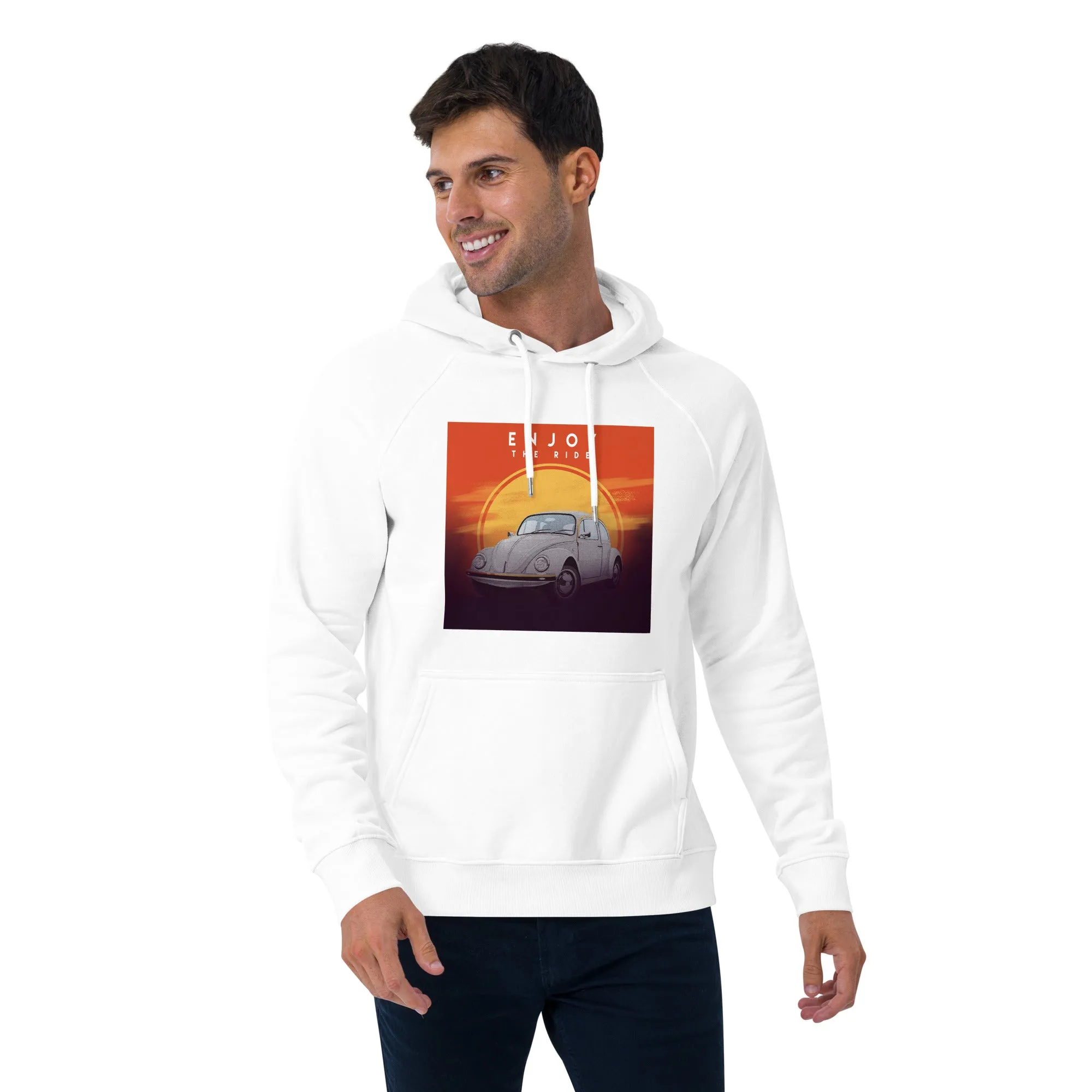 Enjoy The Ride Vintage Graphic Men Eco Raglan Hoodie