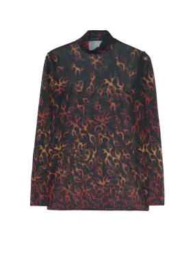 FIRE PRINT TOP WITH MOCK TURTLENECK